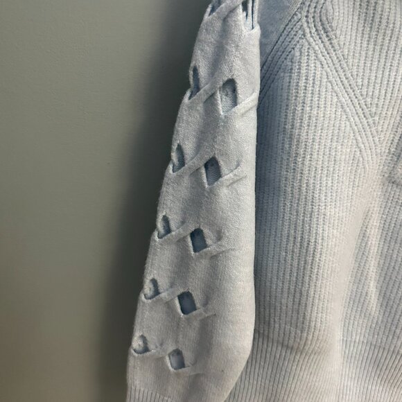 WHBM Novelty Sleeve Half Zip Pullover Color Glass ( Light Blue ) Size M - Picture 6 of 13